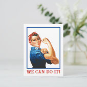 We Can Do It Rosie the Riveter Women Power WWII インビテーションポストカード (スタンド正面)