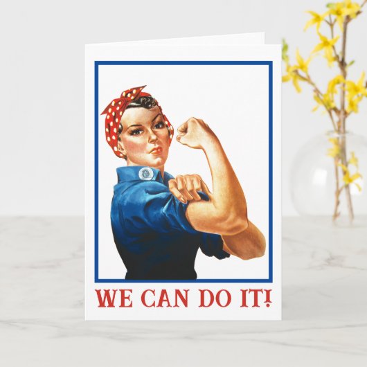 We Can Do It Rosie the Riveter Women Power WWII  カード (黄色い花)