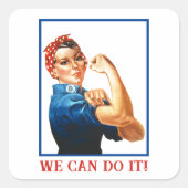 We Can Do It Rosie the Riveter Women Power WWII スクエアシール (正面)