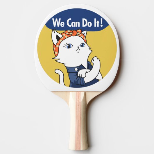We Can Do It! White Cat Rosie the Riveter 卓球ラケット (裏面)