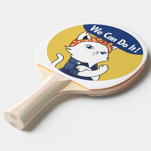 We Can Do It! White Cat Rosie the Riveter 卓球ラケット (正面アングル)