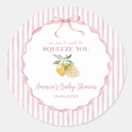 We can't wait to Squeeze You Lemon Baby Shower  ラウンドシール