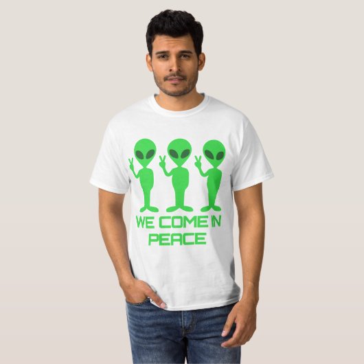 We Come in Peace - Alien Tシャツ (正面フル)