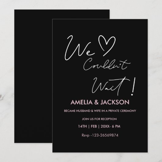 We Couldn’t Wait,Wedding  Reception Invitation  招待状 (正面/裏面)