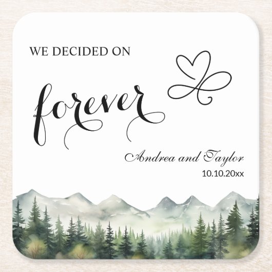 We decided on Forever Elegant Wedding スクエアペーパーコースター (正面)