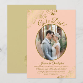 We Did! コーラルピーチとゴールドレースの結婚披露宴 招待状
