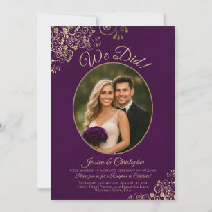 We Did! ゴールドカール プラムパープルの結婚披露宴 招待状