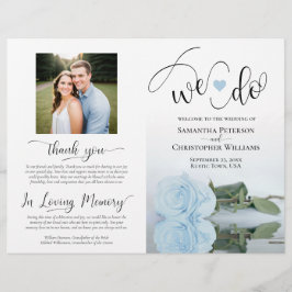 We Do! ダスティブルーローズDIY折りたたみ式結婚式プログラム