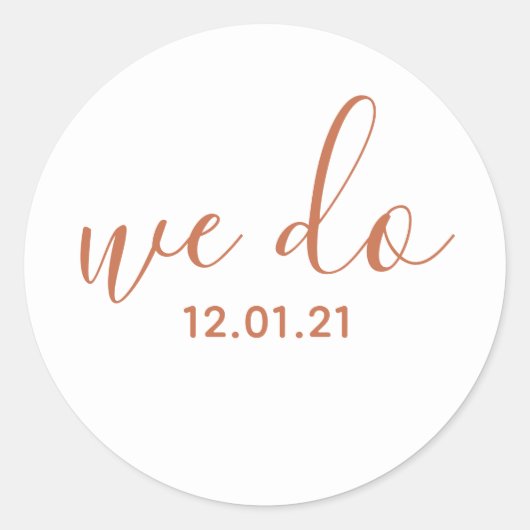 We Do デート入り結婚式用封筒テラコッタシール ラウンドシール (正面)