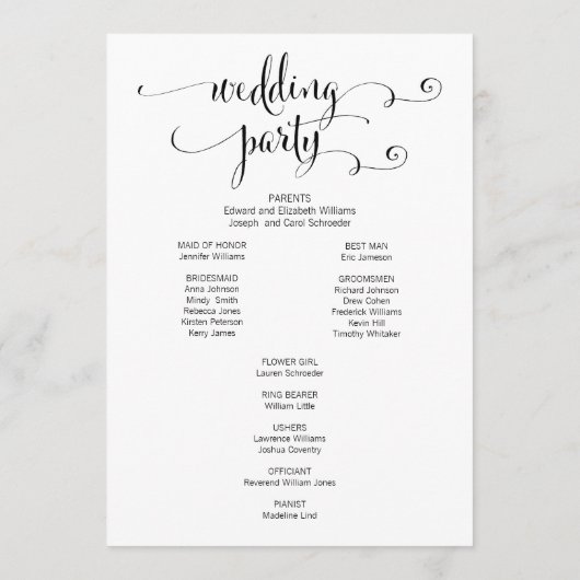 We Do モダンスクリプト結婚式 プログラム (裏面)