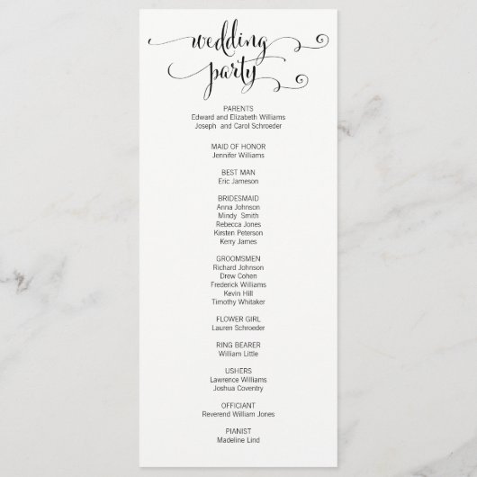 We Do モダンスクリプト結婚式 プログラム (裏面)