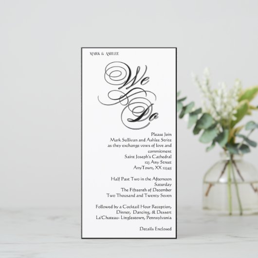 We Do 8x4 B&W Double Sided Wedding Invitation (スタンド正面)
