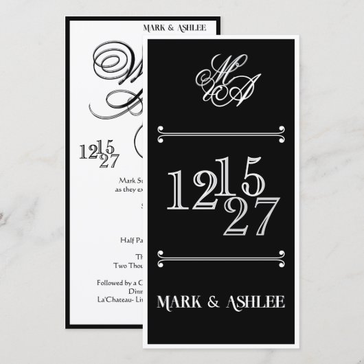 We Do 8x4 B&W Double Sided Wedding Invitation (正面/裏面)