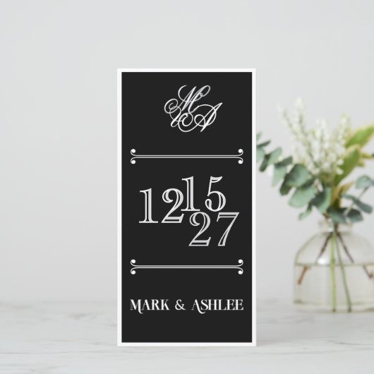 We Do 8x4 B&W Double Sided Wedding Invitation (スタンド正面)