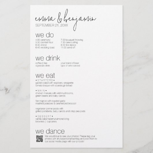 We Do - All In One BW - QR – 写真 – のメ結婚ニュー 便箋 (正面)