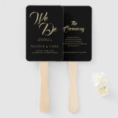 We Do Black エレガントアールデコ金ゴールド結婚レトロ ハンドファン (正面&裏面)