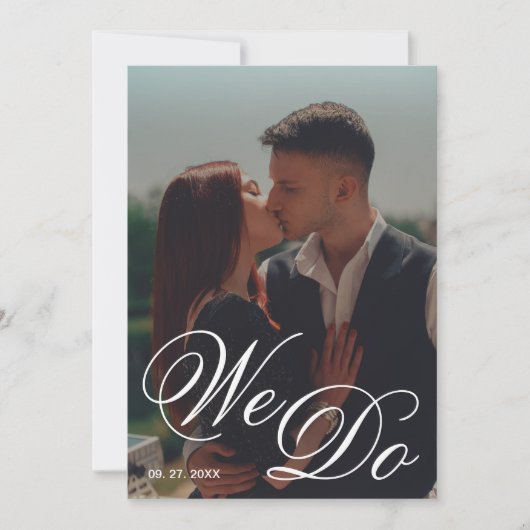 We Do Black & White Photo QR Code 結婚's 招待状 (正面)