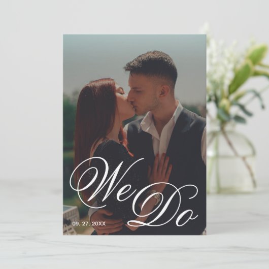 We Do Black & White Photo QR Code 結婚's 招待状 (スタンド正面)