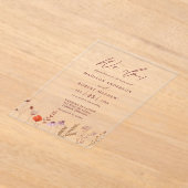 We Do! Boho Botanical Rustic Wildflower Wedding アクリル招待状 (レイダウン)