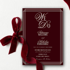 We Do Burgundy Old Money Wedding 招待状