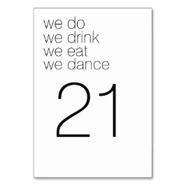 We Do Drink 食べ Dance -モダン 結婚 s テーブルナンバー