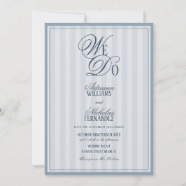 We Do Elegant Dusty Blue Striped Wedding 招待状
