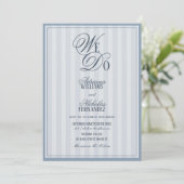 We Do Elegant Dusty Blue Striped Wedding 招待状 (スタンド正面)