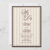 We Do Elegant Striped Espresso Wedding 招待状 (正面)