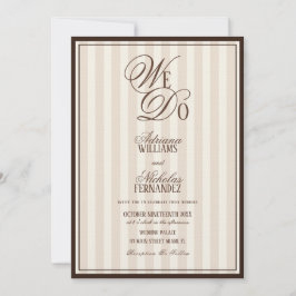 We Do Elegant Striped Espresso Wedding 招待状