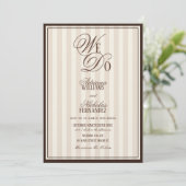 We Do Elegant Striped Espresso Wedding 招待状 (スタンド正面)