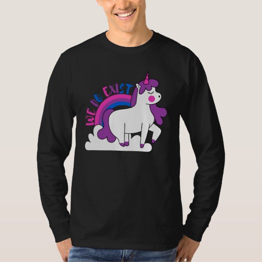 We Do Exist Bi Pride Bisexuals Proud Unicorn Bi Tシャツ (正面)