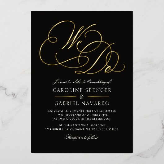 We Do Formal Calligraphy Script Wedding 箔招待状 (正面)