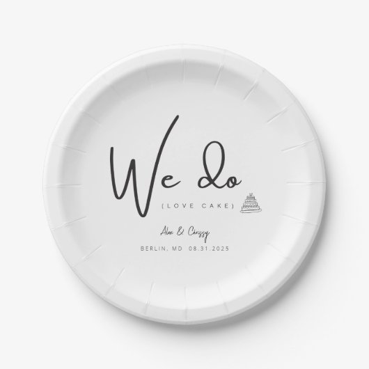 We Do Love Cake Wedding Dessert Cake Plate ペーパープレート (正面)
