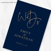 We Do Navy and Photo QR Code 結婚 Timeline's 三つ折り招待状