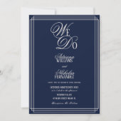 We Do Navy Blue Old Money Wedding 招待状 (正面)