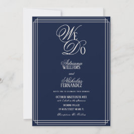 We Do Navy Blue Old Money Wedding 招待状