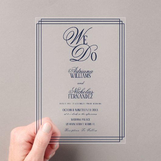 We Do Navy Old Money Wedding アクリル招待状 (インサイチュ (ポータブル))