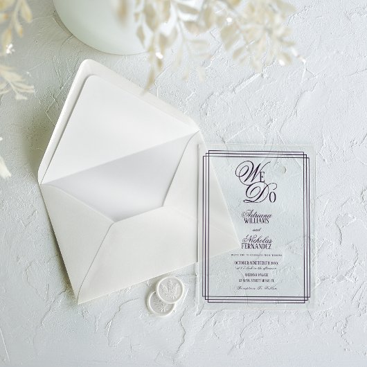 We Do Purple Old Money Wedding アクリル招待状