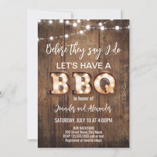 We Do Retro Rustic Engagement Party 招待状 (正面)