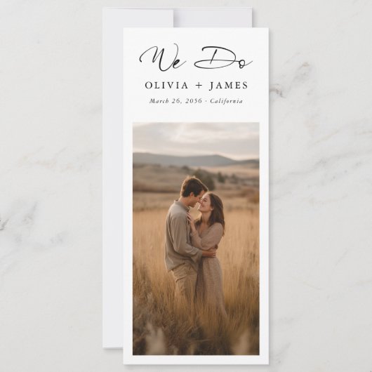 We Do Rustic Modern Script Bookmark Photo Wedding  セーブザデート (正面)