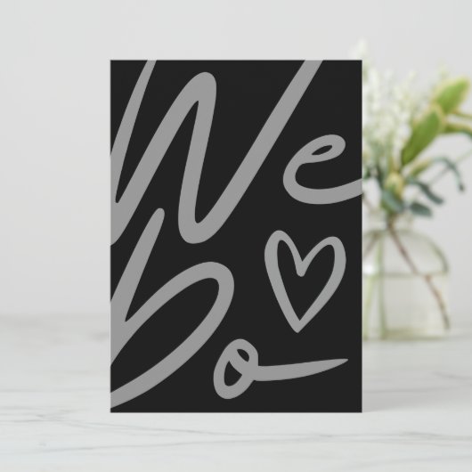 We Do simple black Wedding invitation card シーズンカード (スタンド正面)