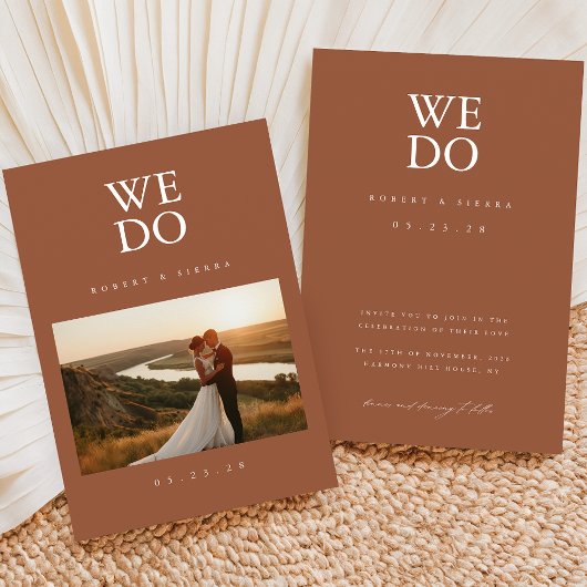 We Do Terracottaミニマルモダンリスト写結婚真 招待状