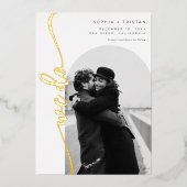 We do Vertical Arch Photo日付を保存 箔招待状 (正面)