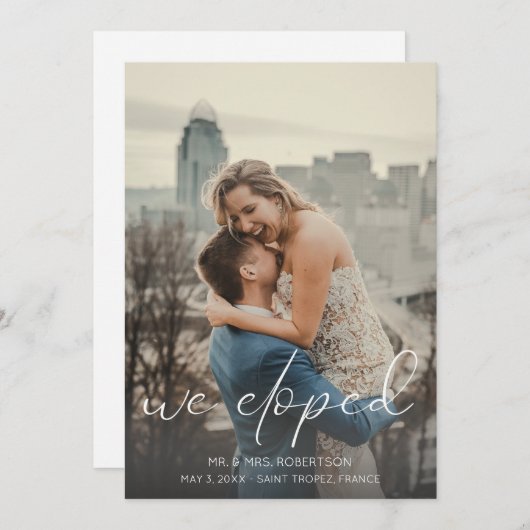 We Eloped写真タイポグラフィ告知 招待状 (正面/裏面)