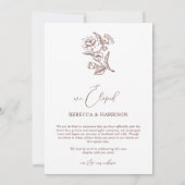 We Eloped Brown Floral Boho | Photo Wedding  案内状 (裏面)