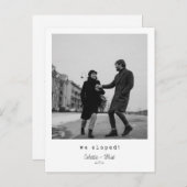 We Eloped Modern Minimalist Message Script Photo 案内ポストカード (正面/裏面)