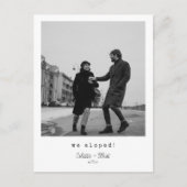 We Eloped Modern Minimalist Message Script Photo 案内ポストカード (正面)