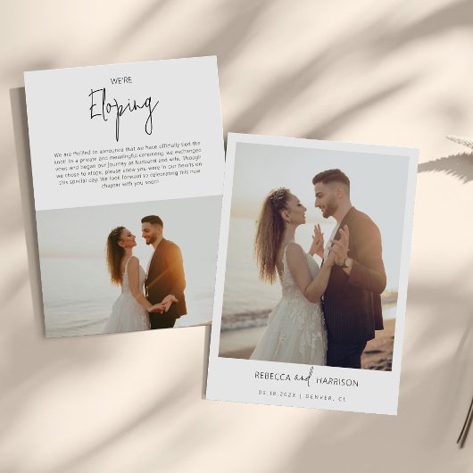 We Eloped Modern Minimalist Photo Wedding  案内状