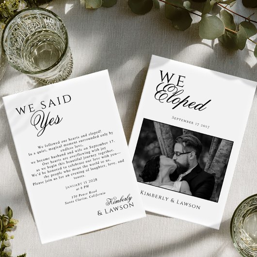 We eloped Photo card Elopement Announcement 招待状