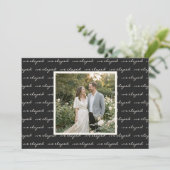 We Eloped Script Black White Elegant Wedding Photo 案内状 (スタンド正面)